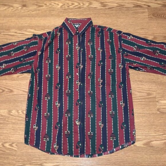Red Rover Men’s Button Down Long Sleeve Shirt Red Green Size Small - Picture 3 of 9